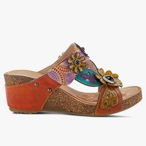 Spring Step L'Artiste Women's Adelanda Slide Sandal leather floral bohemian sz 8